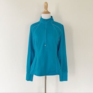 Teal Athleta Quarter Zip Workout Top